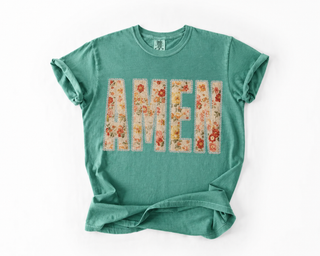 Floral Amen Christian Comfort Colors Tee