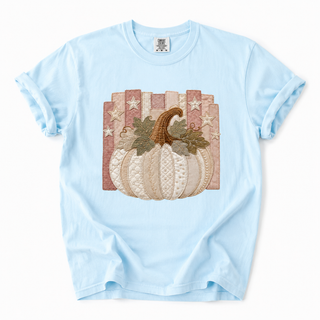 Starry Pumpkin Faux Patchwork Comfort Colors Fall Tee