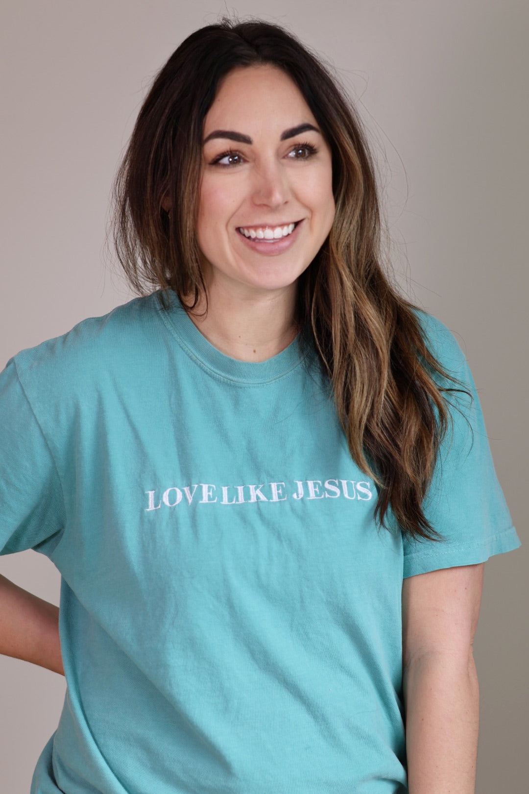 Comfort Colors Embroidered Tee Love Like Jesus | Christian Shirt, Faith Based Apparel