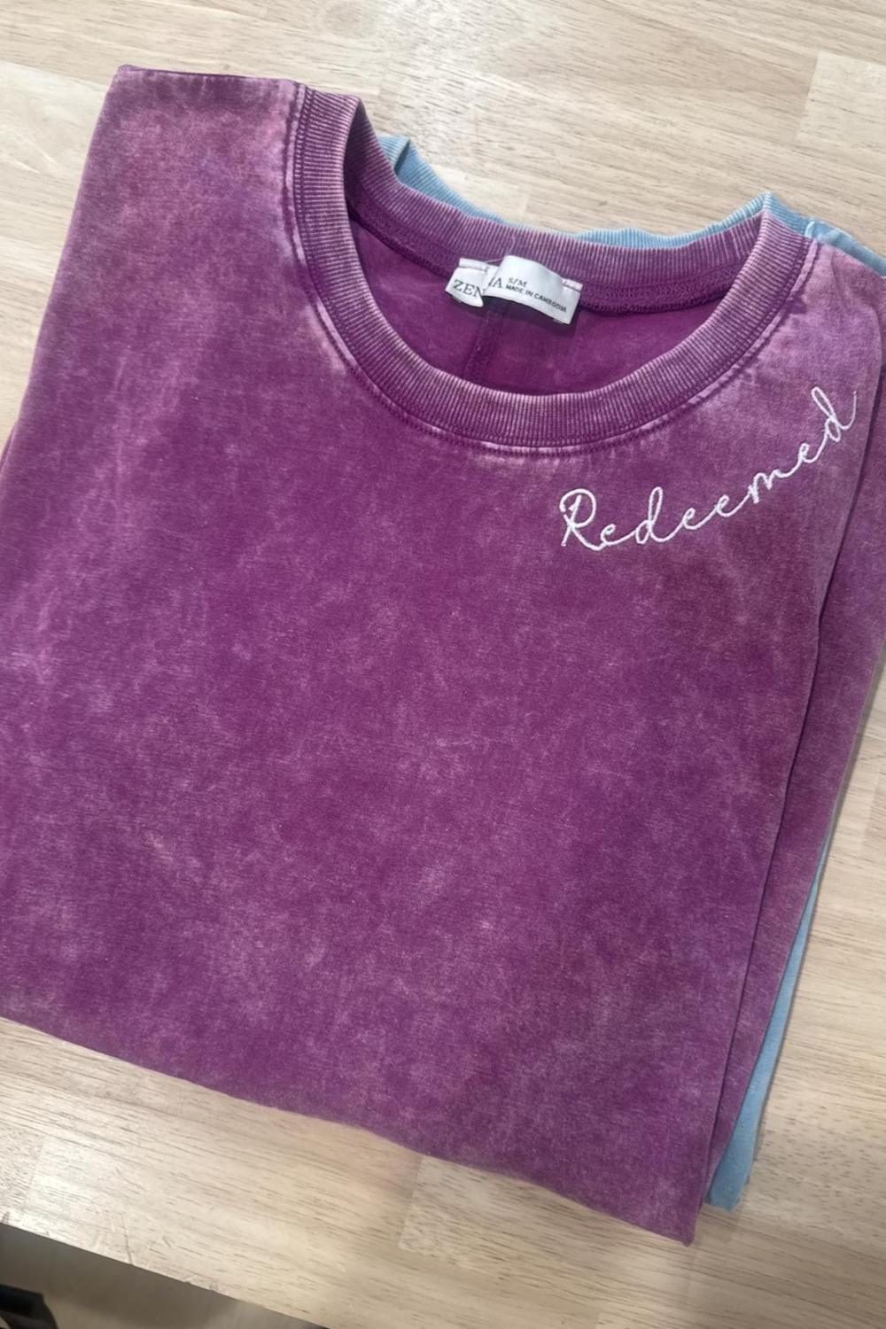 Personalized Embroidered Collar Acid Washed Tee