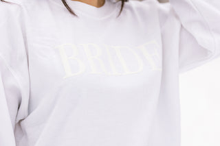 Embossed Bride White Sweatshirt Engagement Gift