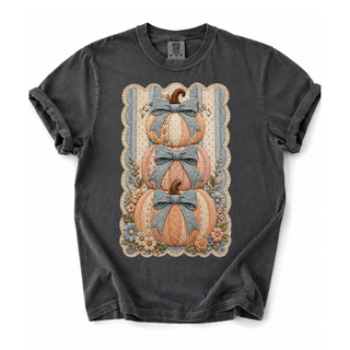 Stacked Pumpkin Bow Graphic Comfort Colors Fall Tee