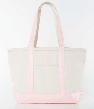 Metallics Medium Canvas Monogrammed Classic Tote Bag w Zipper