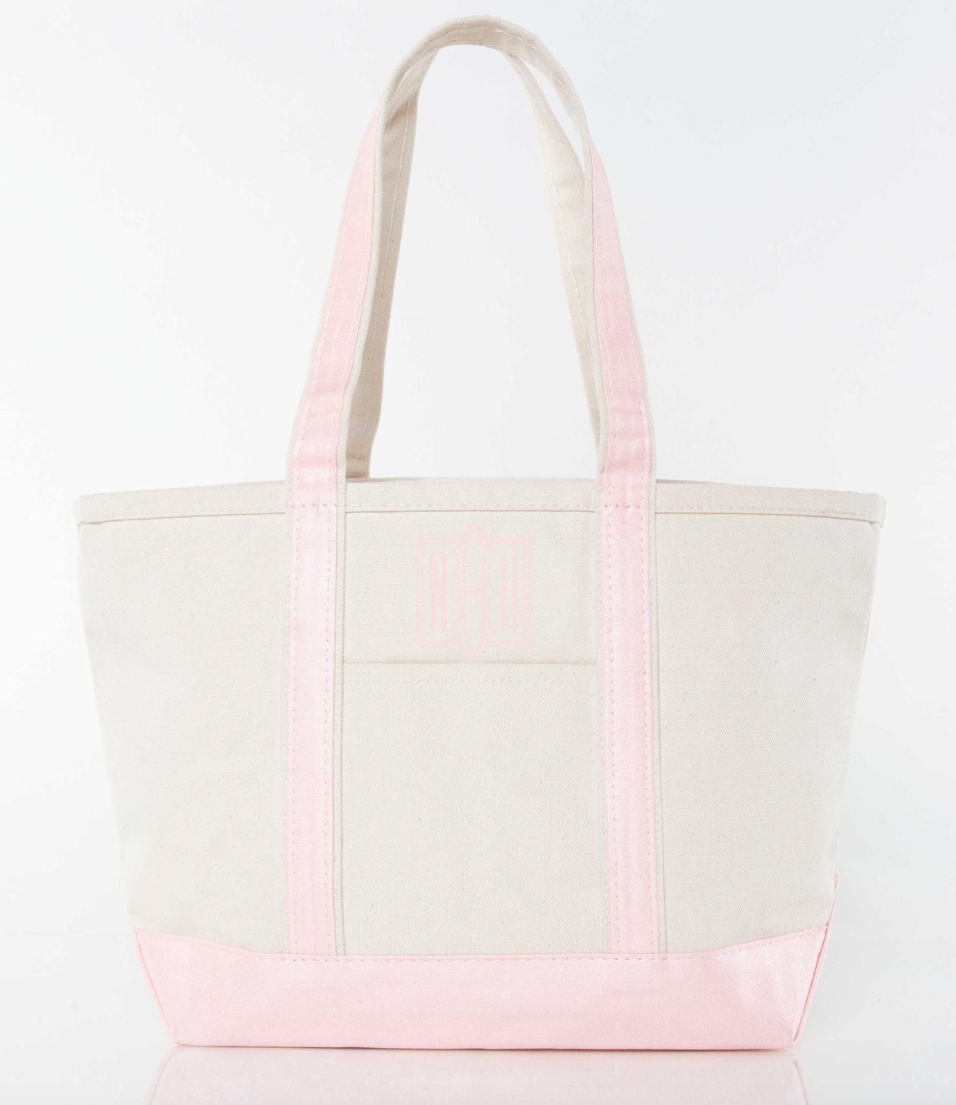 Metallics Medium Canvas Monogrammed Classic Tote Bag w Zipper