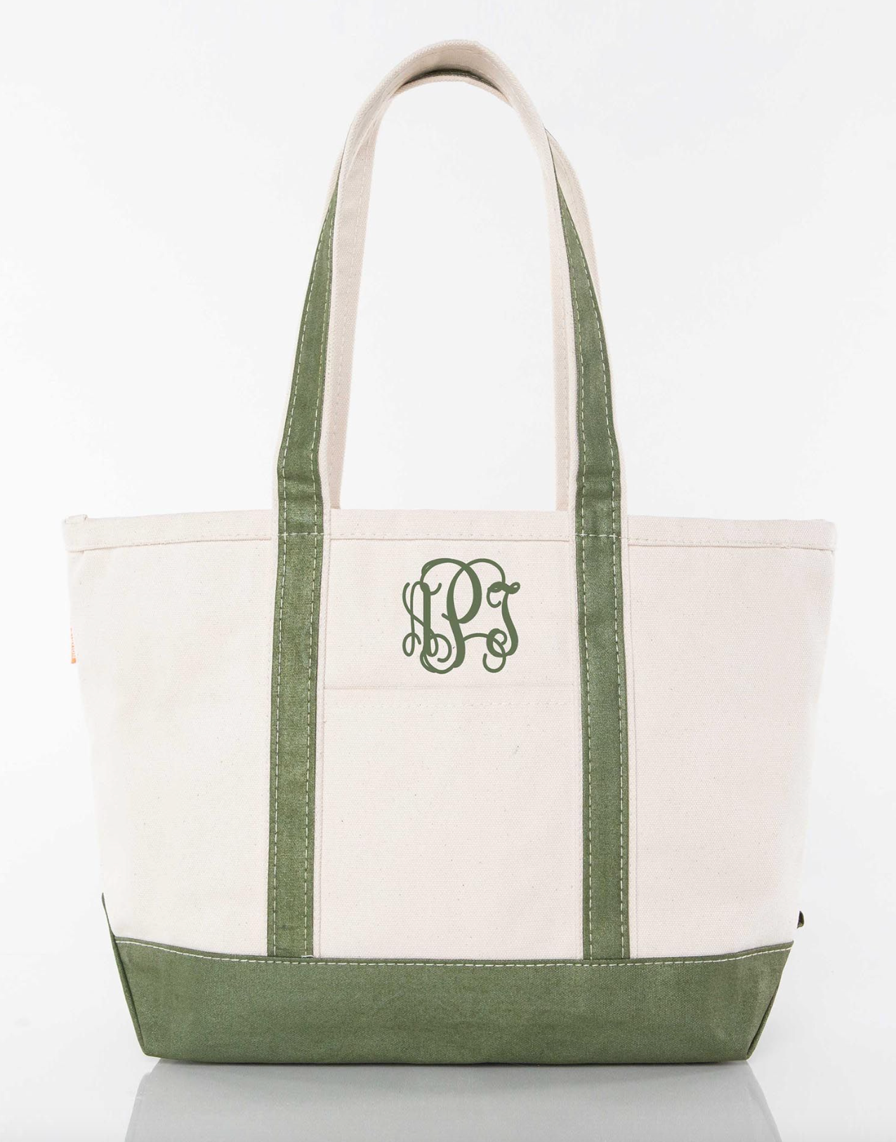 Metallics Medium Canvas Monogrammed Classic Tote Bag w Zipper