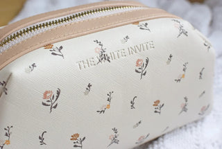 Personalized Large Floral Cosmetic Pouch Toiletry Bag