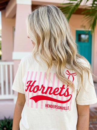 Custom Team Name Stripe Bow Comfort Colors Graphic Tee
