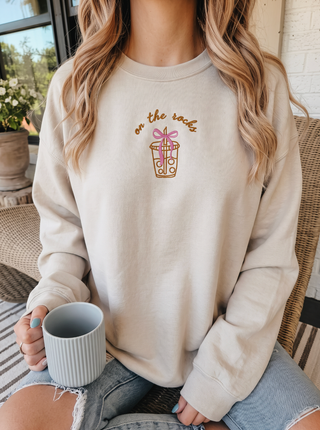 On The Rocks Embroidered Iced Coffee Sweatshirt