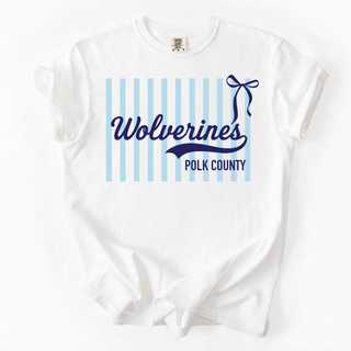 Polk County Wolverines Stripe Bow Comfort Colors Graphic Tee