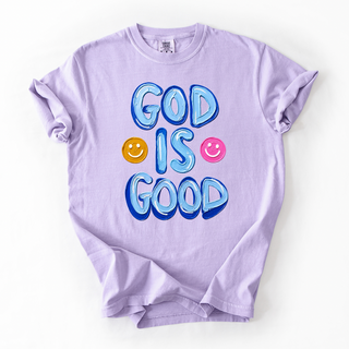 God Is Good Faux Painted Smiley Comfort Colors Christian Tee