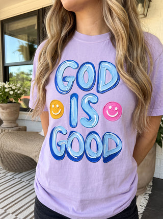 God Is Good Faux Painted Smiley Comfort Colors Christian Tee