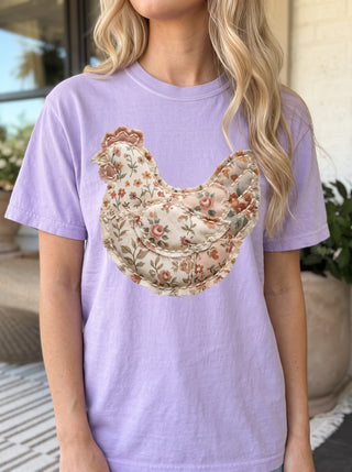 Floral Chicken Patchwork Farmhouse Comfort Colors Tee