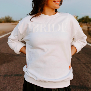 Embossed Bride White Sweatshirt Engagement Gift