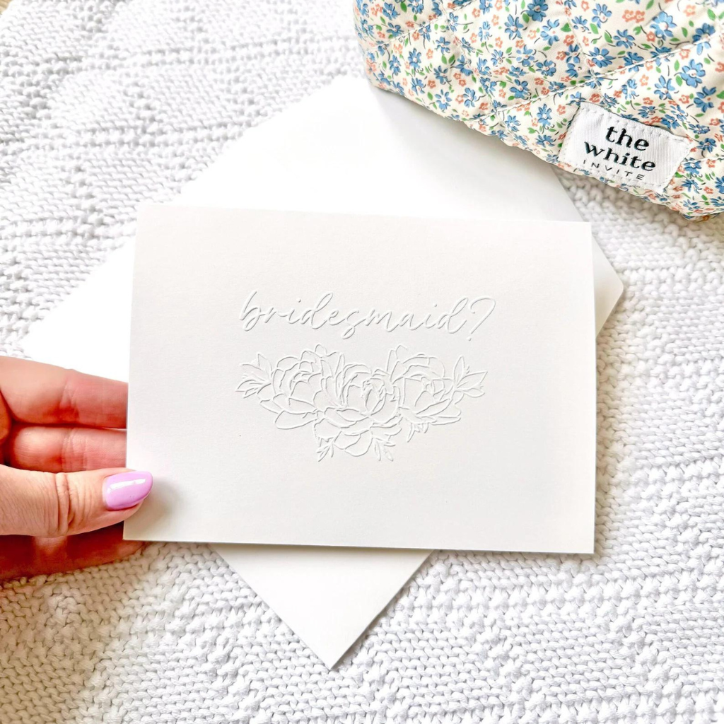 Will You Be My Bridesmaid Card Embossed Letterpressed Minimal