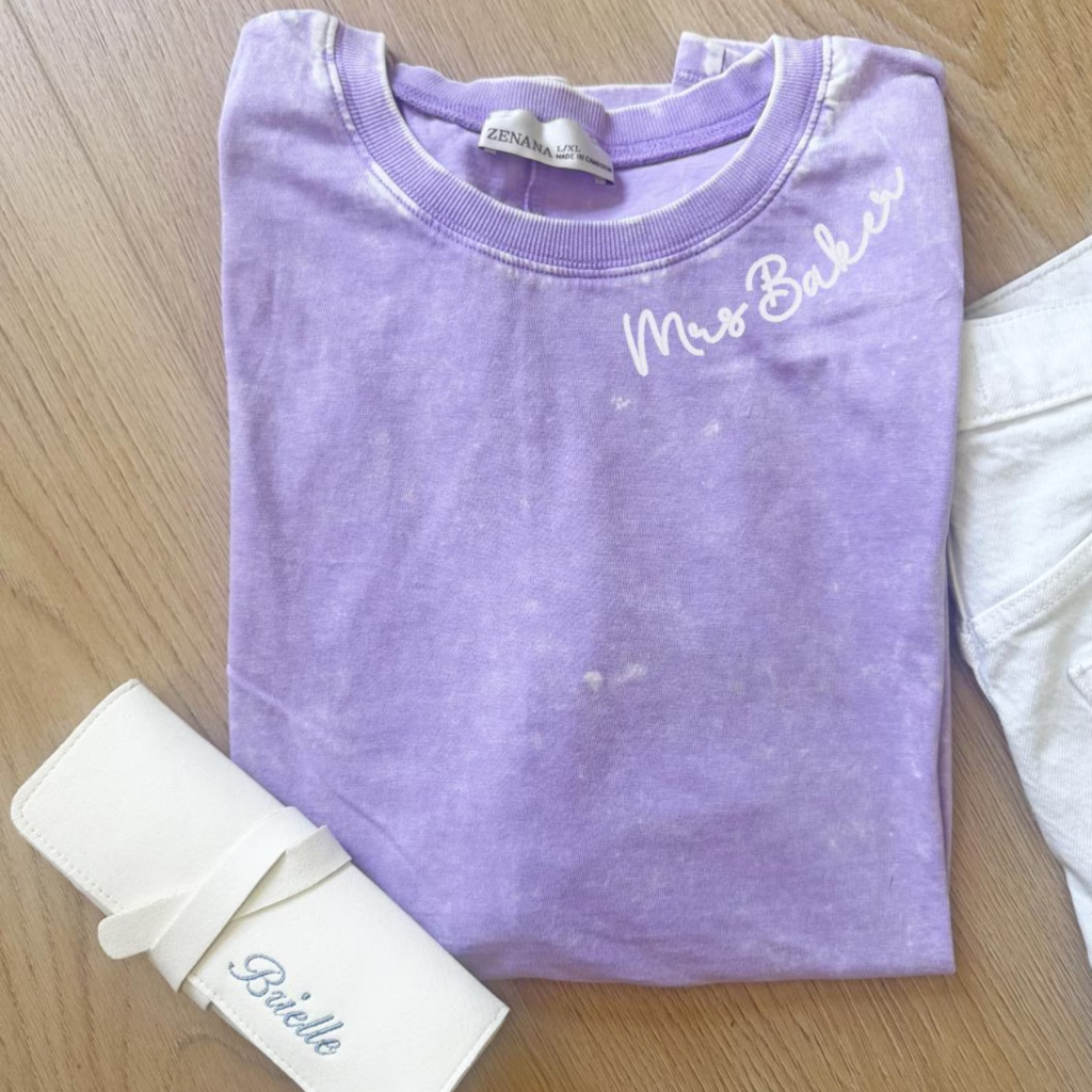 Personalized Embroidered Collar Acid Washed Tee