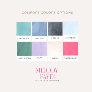 Color swatches with text options for comfort colors.