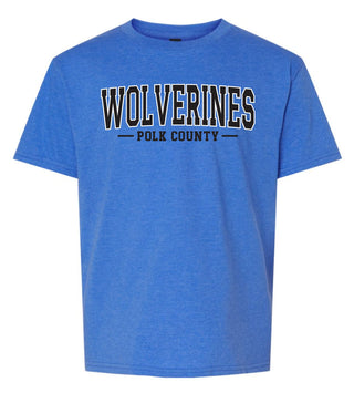 Youth Polk County Wolverines School Spirit Royal Mist Gildan Softstyle T-Shirt