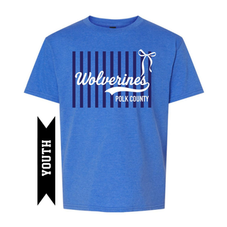 Youth Polk County Wolverines Stripe Bow Gildan Softstyle T-Shirt