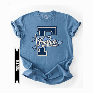 Youth Foothills Academy Collegiate Pennant Flag Comfort Colors Tee