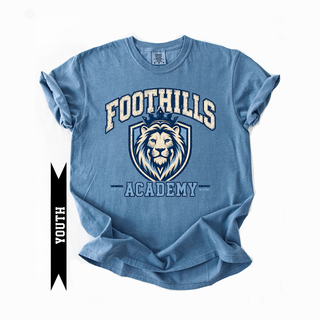 Youth Foothills Academy Collegiate Lion Graphic Comfort Colors Tee