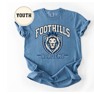 Youth Foothills Academy Collegiate Lion Graphic Comfort Colors Tee