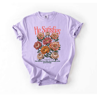 He Satisfies the Thirsty Faith-Based Comfort Colors Tee