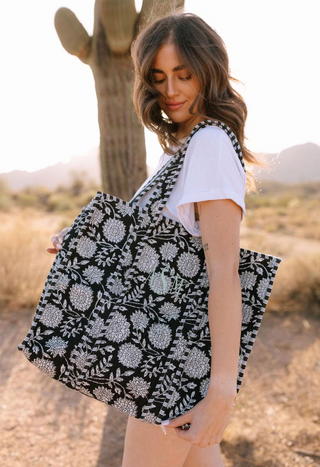 Custom Block Print Embroidered Tote
