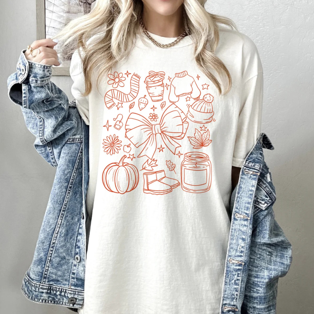Sketch Autumn Season Essentials Comfort Colors Graphic Tee