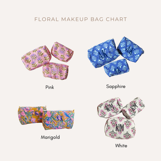 Personalized Block Pattern Floral Makeup Bag