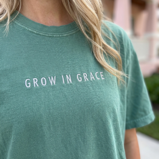 Grow in Grace Embroidered Christian Comfort Colors Tee
