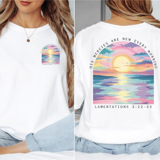 His Mercies Are New Every Morning shirt, Lamentations 3:22-23 tee, Christian Comfort Colors Tee, faith-based apparel, inspirational Bible verse shirt, Christian gift for women, morning devotional shirt