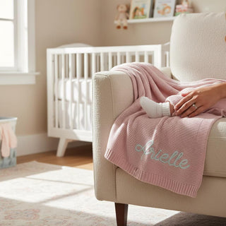 Ruffle Embroidered Baby Blanket with Name