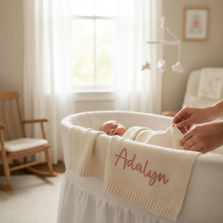 Ruffle Embroidered Baby Blanket with Name