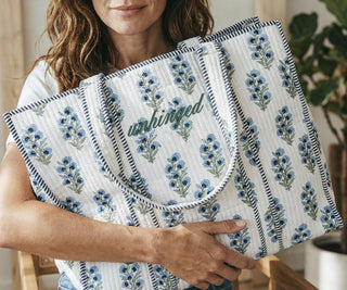 Embroidered Quilted Tote Bag