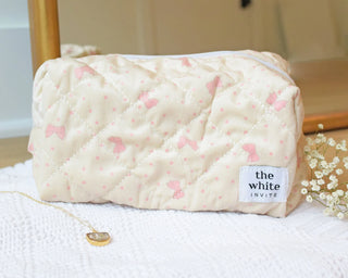 Floral Makeup Bag, Quilted Cotton Cosmetic Bag, Toiletry Bag Women