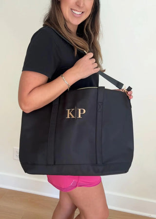 Embroidered Tote Bag, Nylon Name Classic Tote with Zipper
