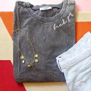 Personalized Embroidered Collar Acid Washed Tee