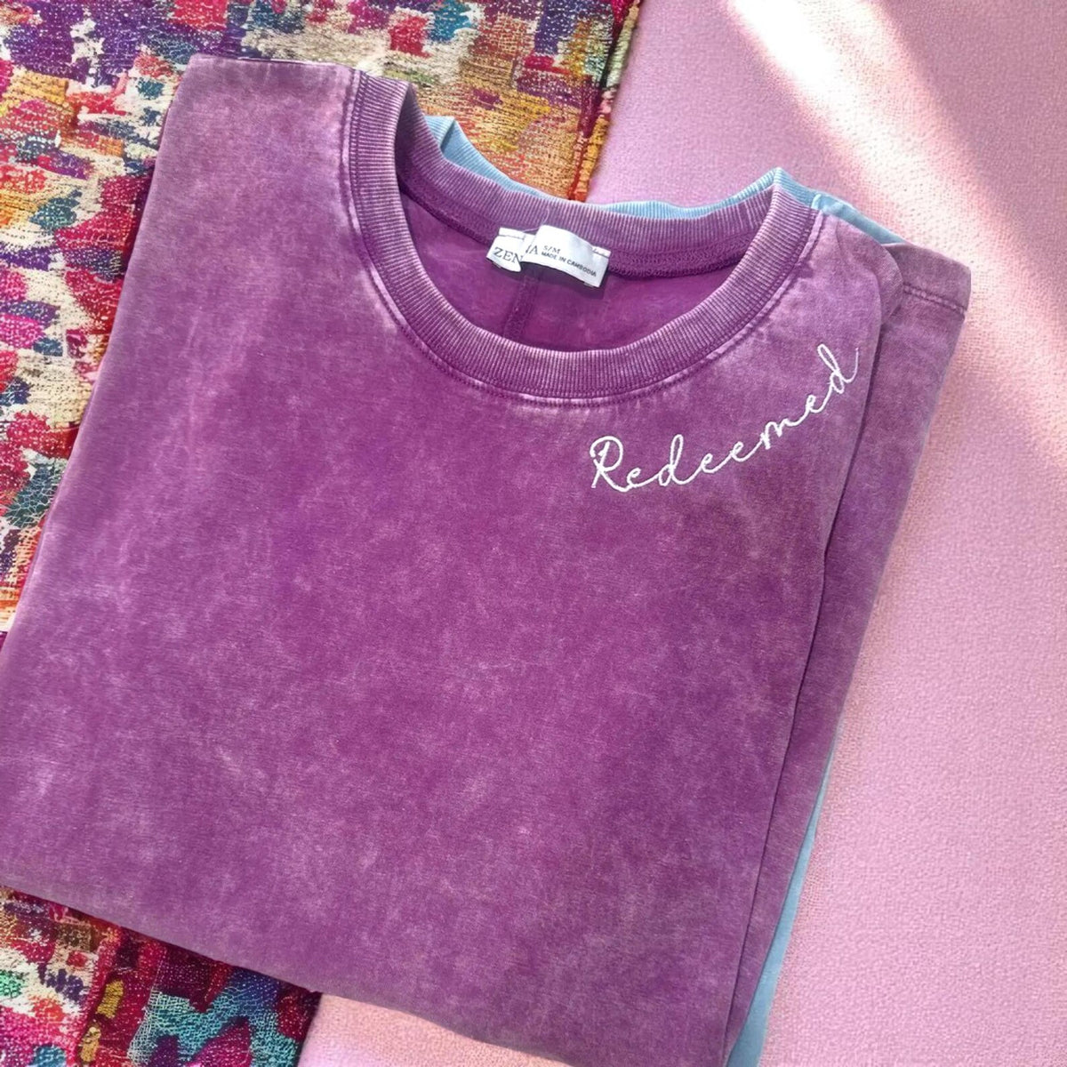 Personalized Embroidered Collar Acid Washed Tee