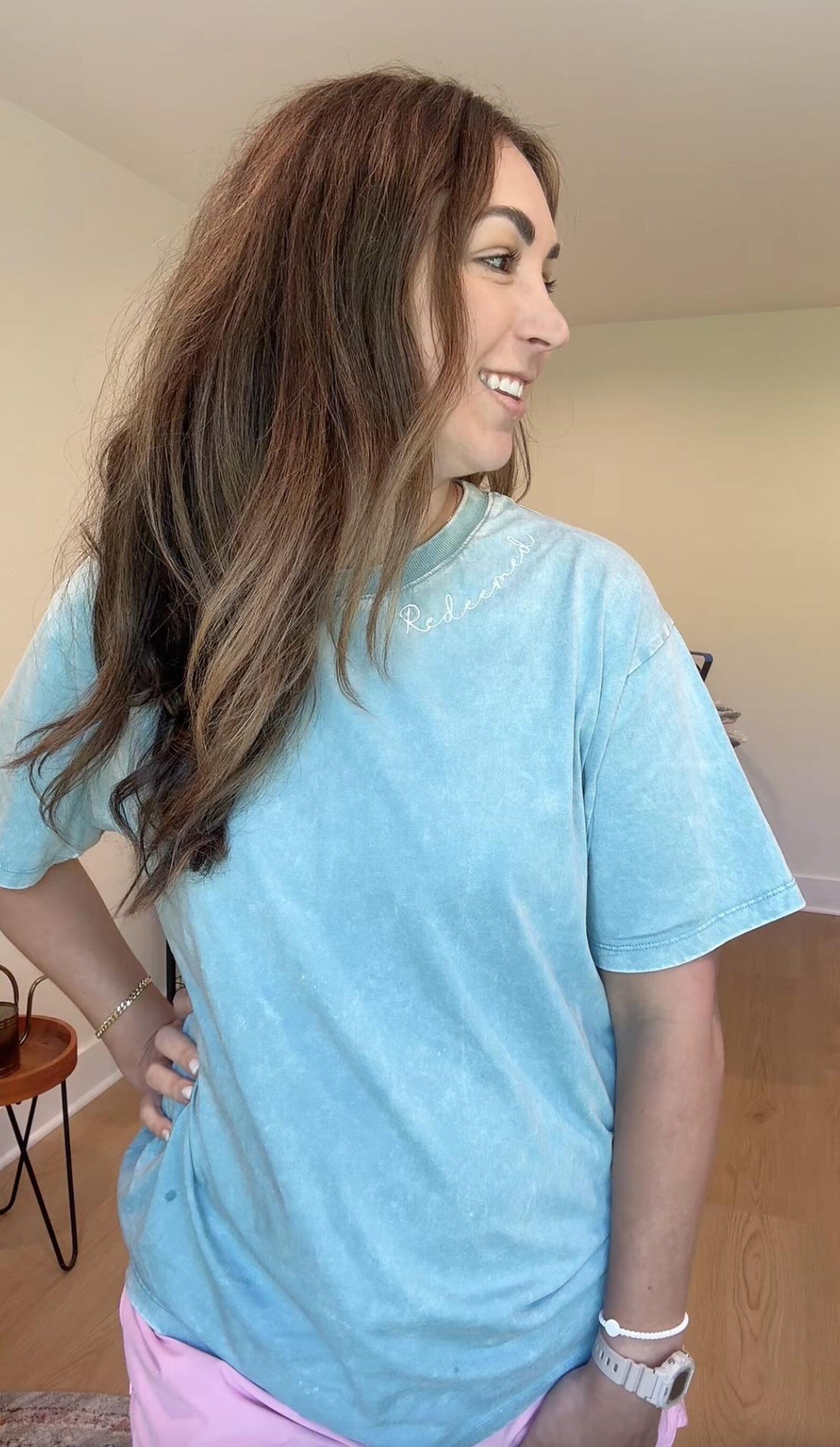 Personalized Embroidered Collar Acid Washed Tee