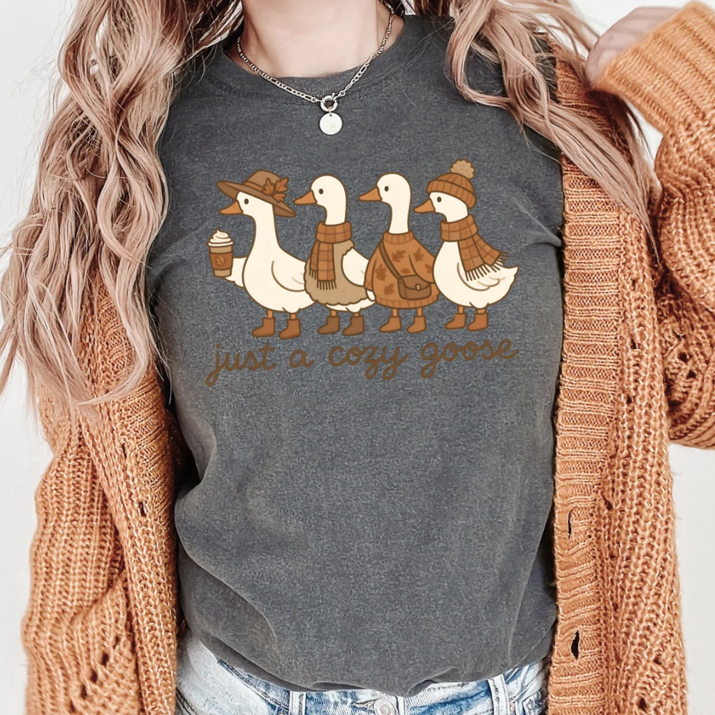 Just a Cozy Goose Fall Comfort Colors Tee