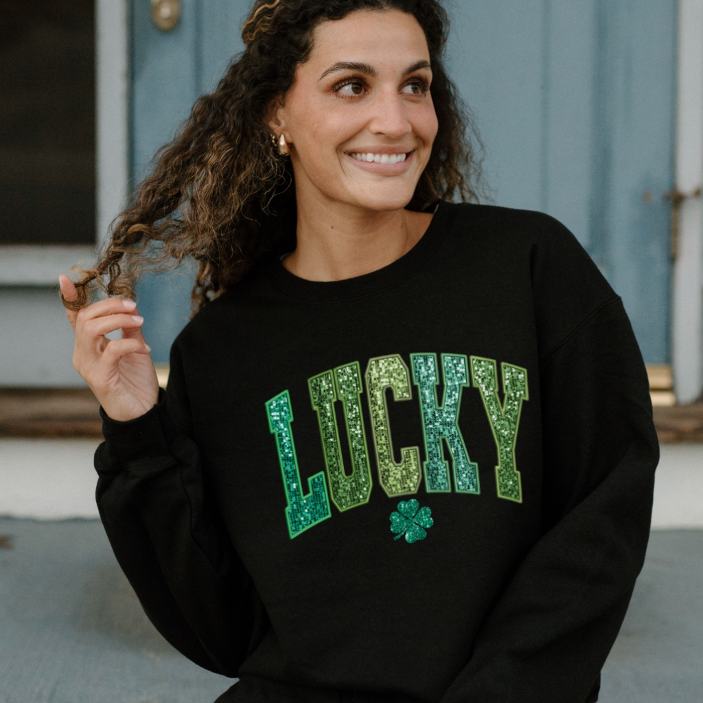 Lucky Faux Sequin St. Patrick&#39;s Day Sweatshirt