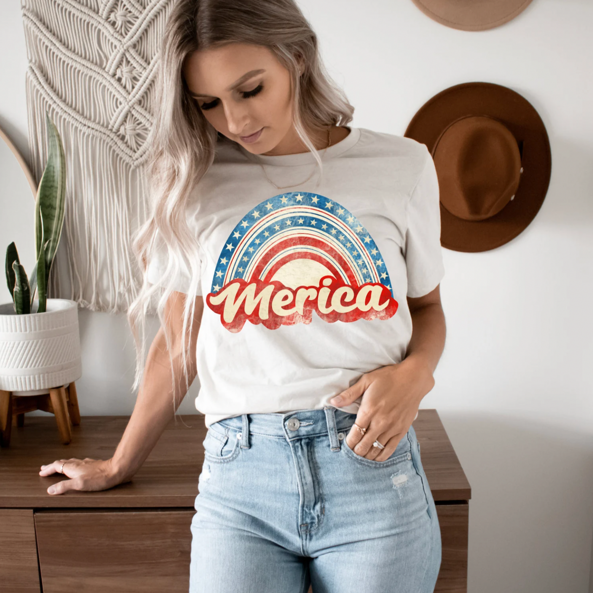 Rainbow Merica - 4th of July Women&#39;s Graphic Tees