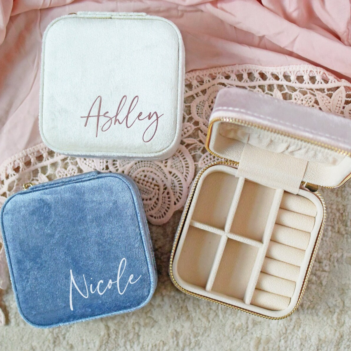 Personalized Velvet Jewelry Box