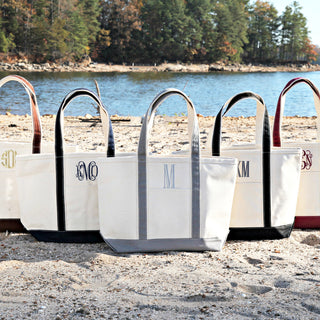 Medium Canvas Monogrammed Classic Tote Bag w Zipper