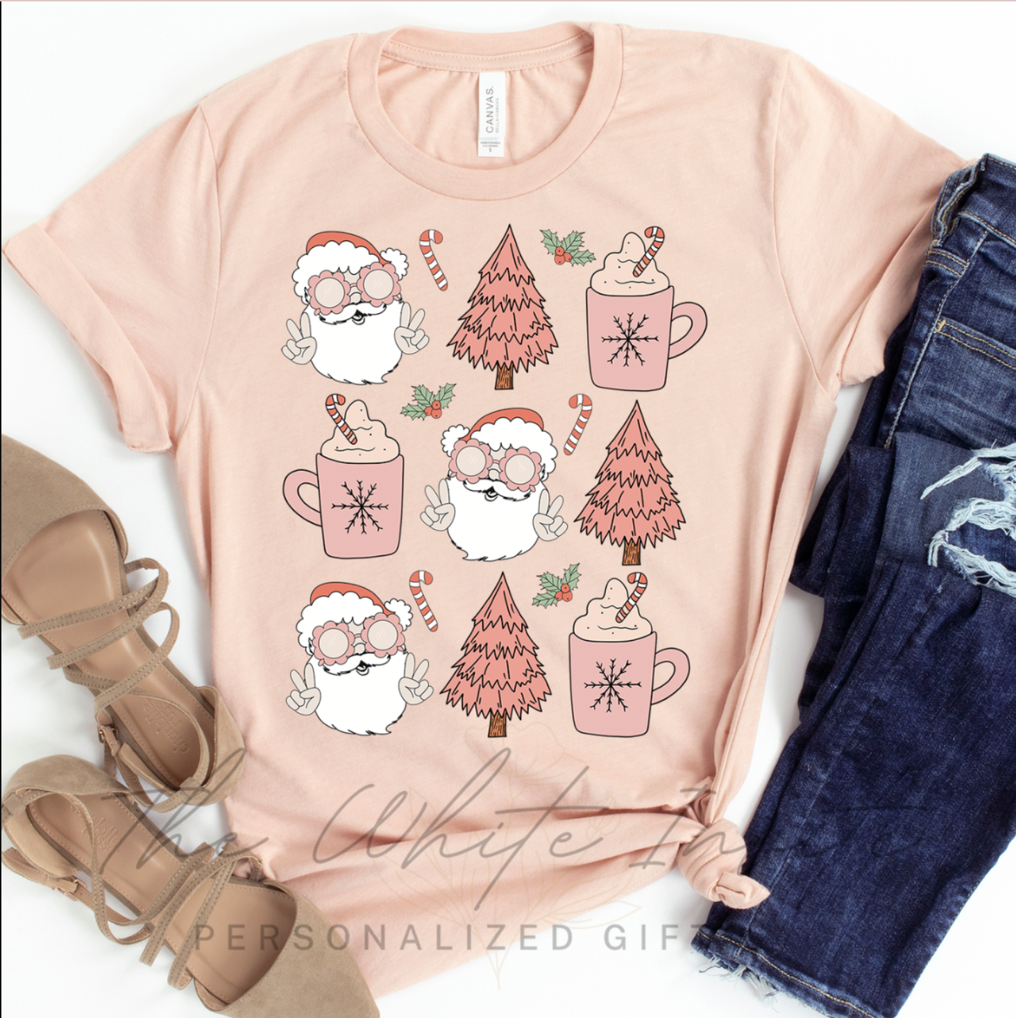 Pink Santa Christmas Women's Graphic Tee