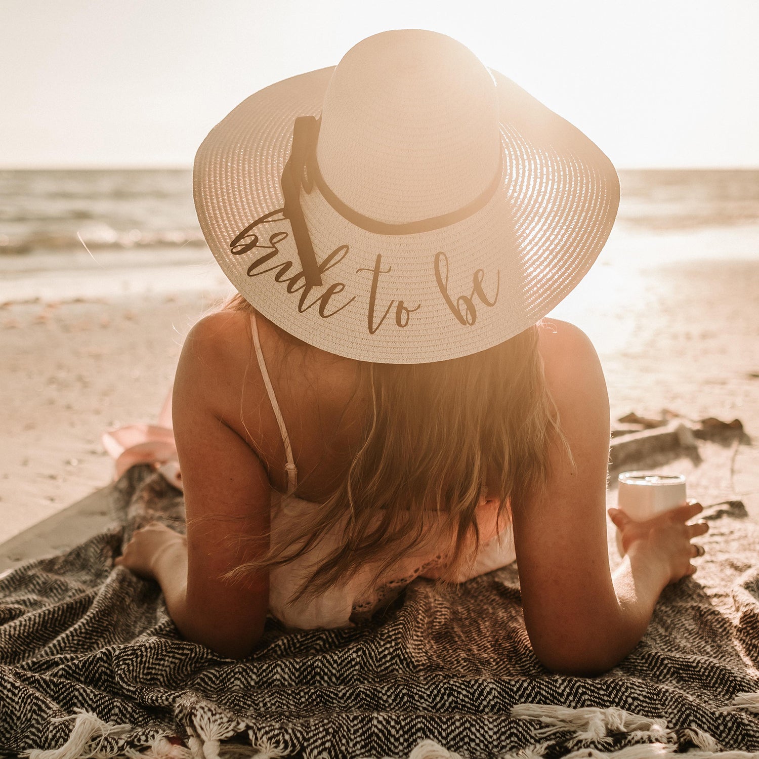 Bride to Be Beach Hat Floppy Hat in Natural Color for Brides