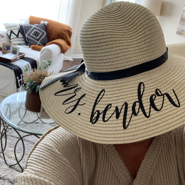 Personalized Mrs. Beach Hat / Floppy Hat - Natural