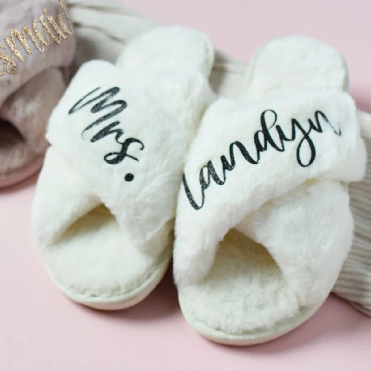 Personalized Fluffy Bridal Slipper