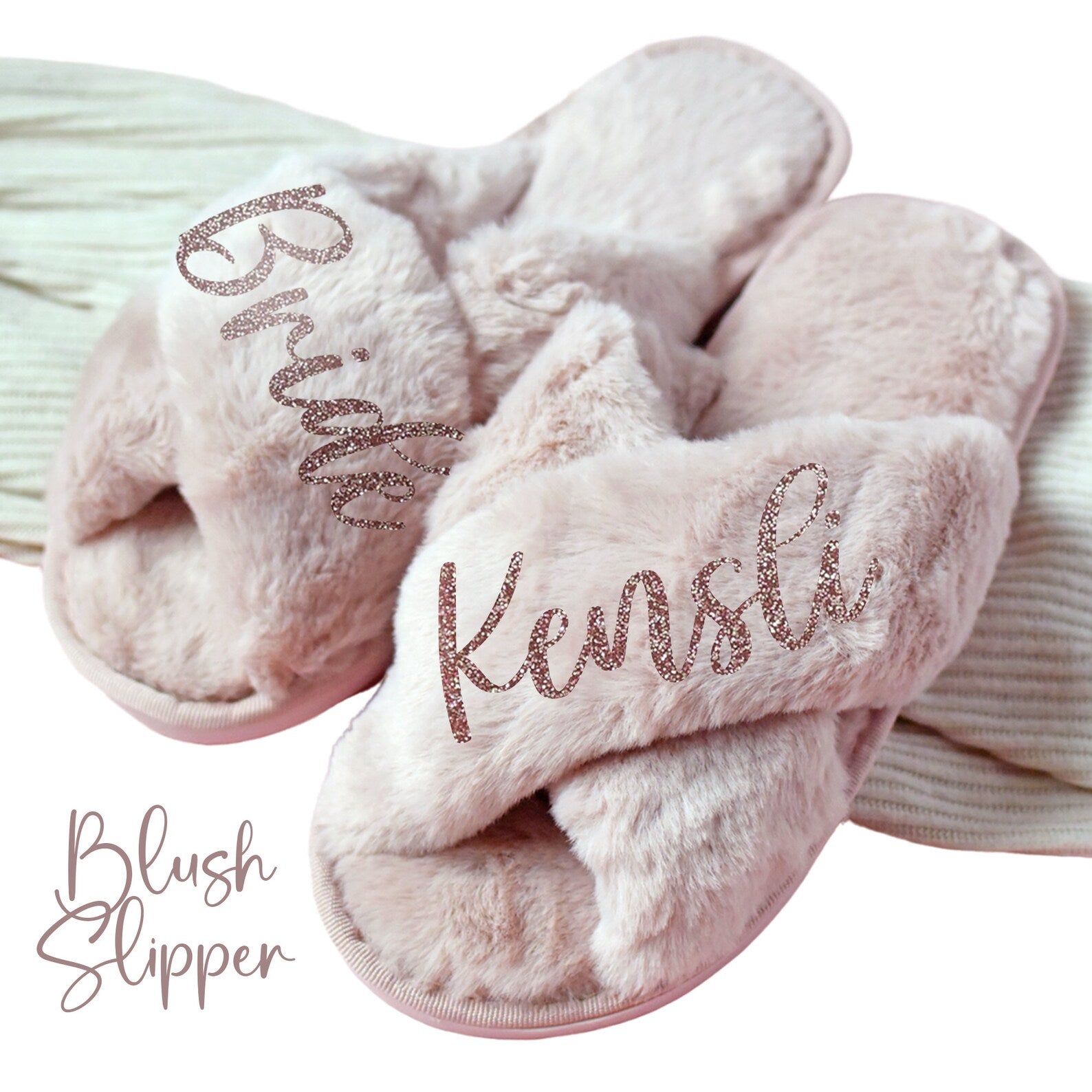 Personalized Fluffy Bridal Slipper