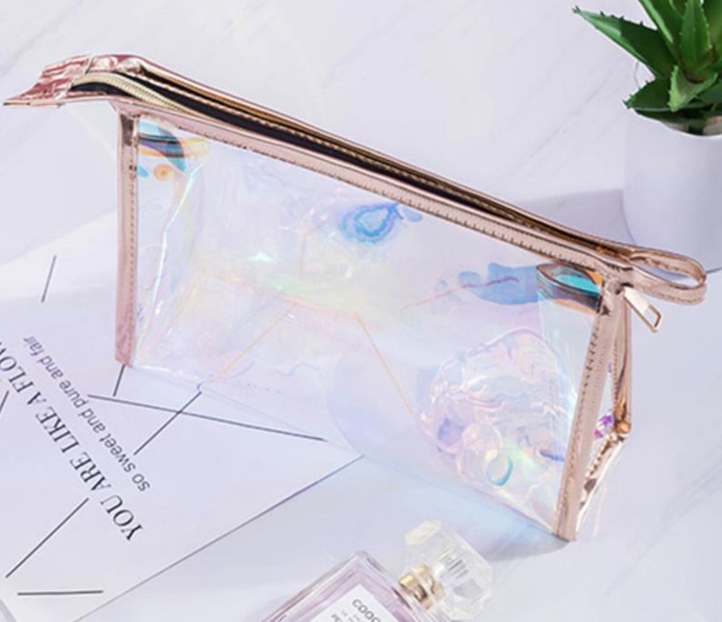 look of Bridesmaid Clear Makeup Bag with Gold Zipper